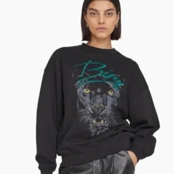 Anine Bing 'Kenny' Black Sweatshirt Jumper Women Size Small - Picture 3 of 11